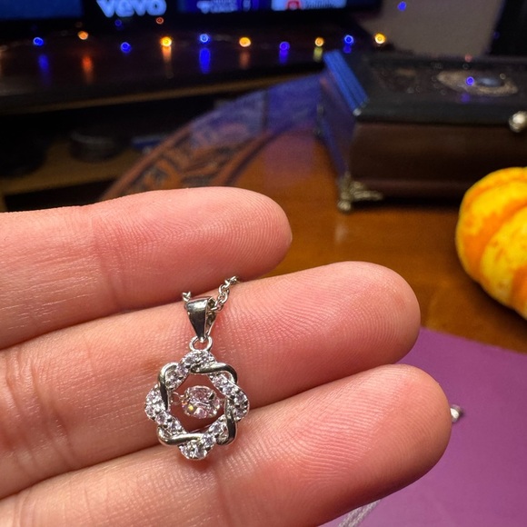 Simulated Pink Diamond 1.10 ctw Pendant in Platinum Over Sterling Silver - Picture 7 of 7